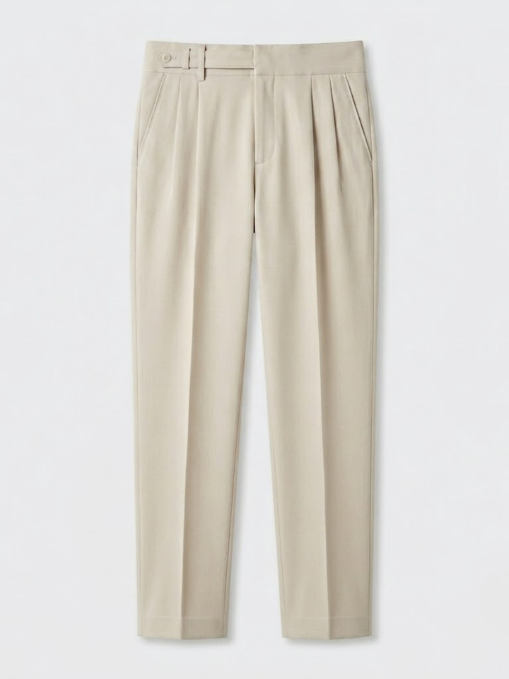 Single Pleat Belted Trousers
