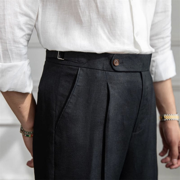 Classic Pleated Linen Trousers