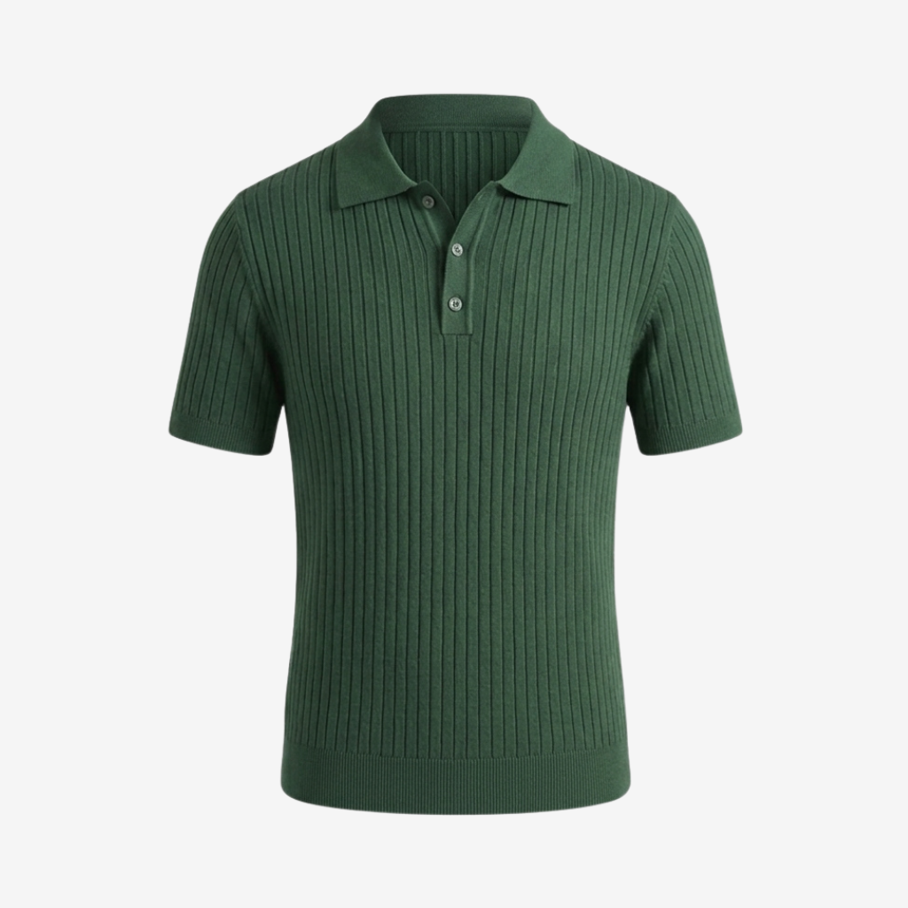 Classic Ribbed Knit Polo Shirt