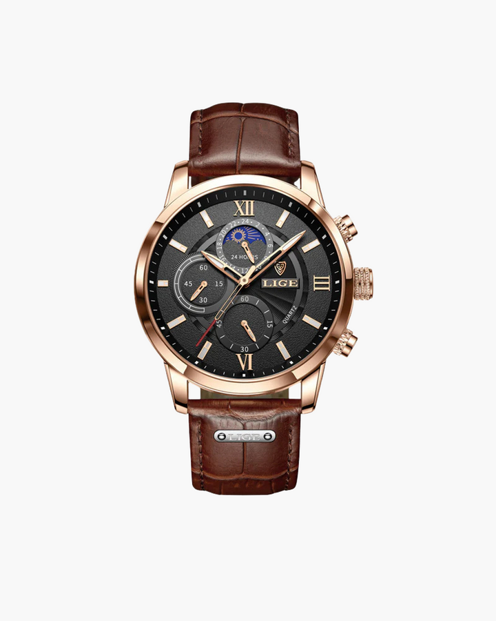 Classic Leather Quartz Watch – 30m Water Resistant