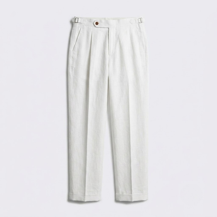 Classic Pleated Linen Trousers