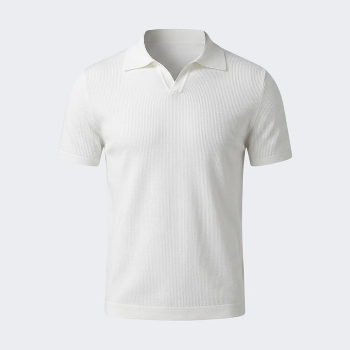 Classic V-Neck Knit Polo Shirt