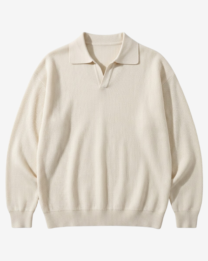Cotton Knit V-Neck Polo Shirt