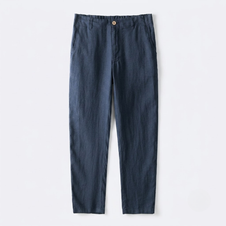 Relaxed Tapered Linen Trousers with Drawstring Waist