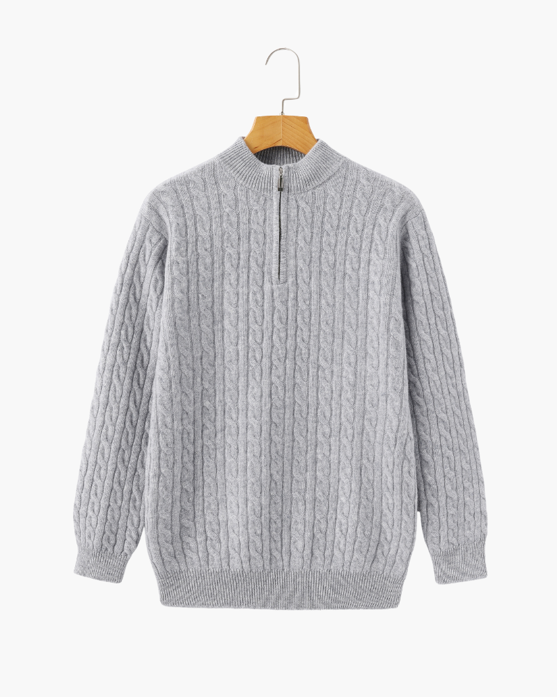 Harlan Cable-Knit Half-Zip Sweater