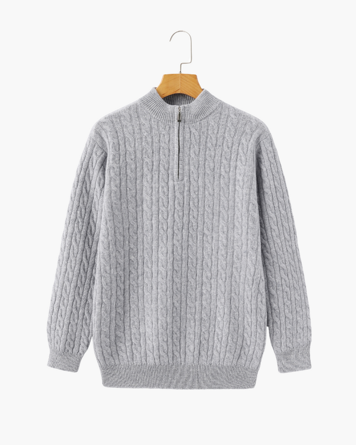 Harlan Cable-Knit Half-Zip Sweater