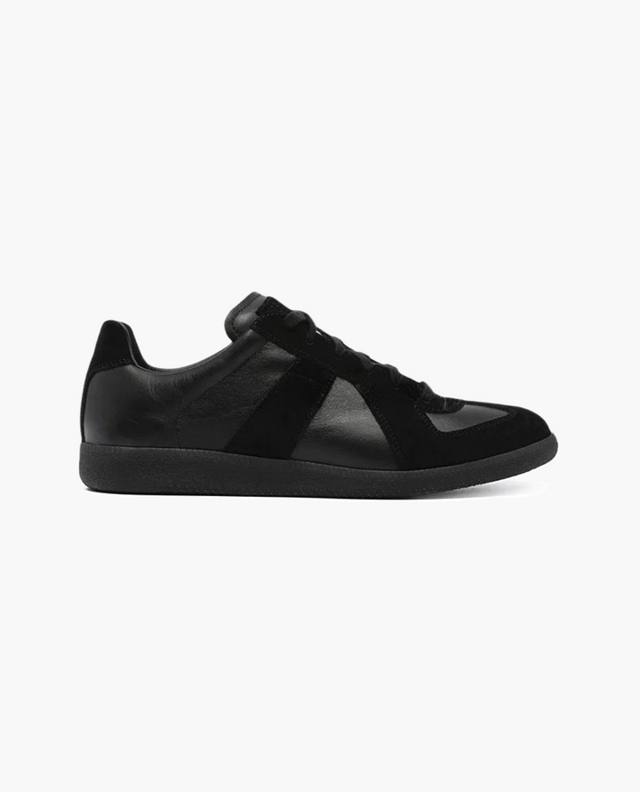 GATS Premium Leather and Suede Sneakers Black – Retro Black Sole Casual Shoes