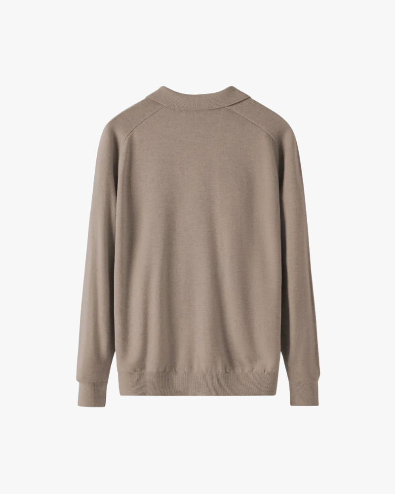 100% Wool Long Sleeve Polo Shirt