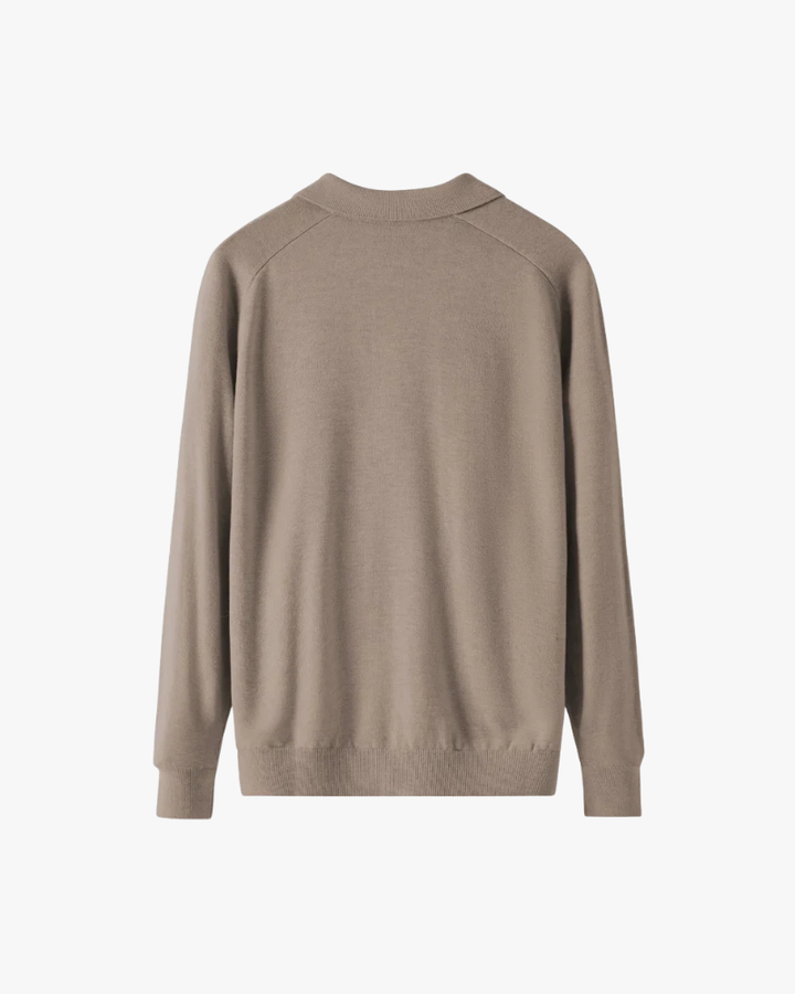 100% Wool Long Sleeve Polo Shirt