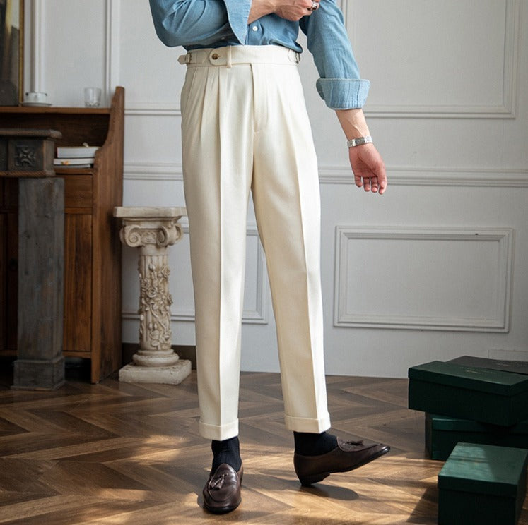 Double Pleat Trousers with Side Adjusters