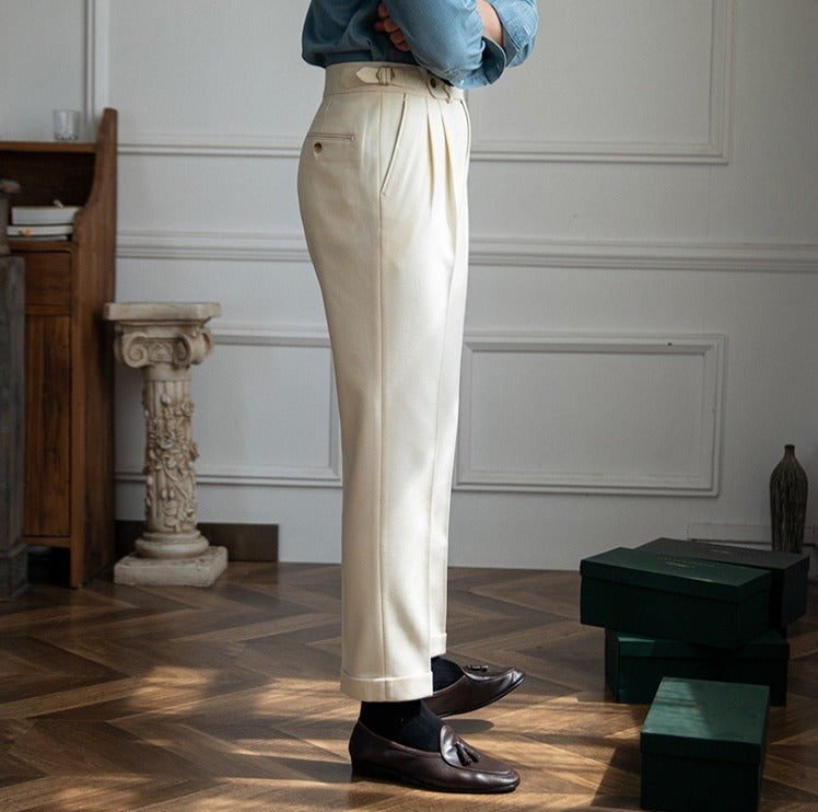 Double Pleat Trousers with Side Adjusters