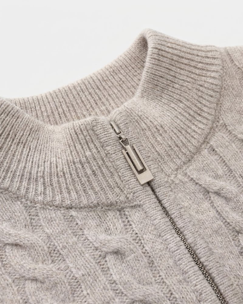 Harlan Cable-Knit Half-Zip Sweater