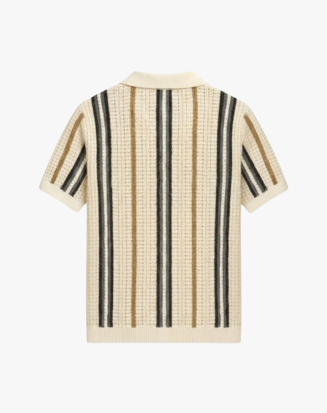 Open-Weave Knit Shirt with Vertical Stripes