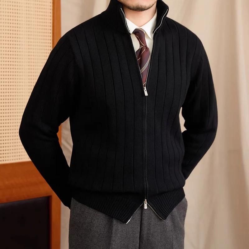 Simone Ribbed Zip-Up Cardigan