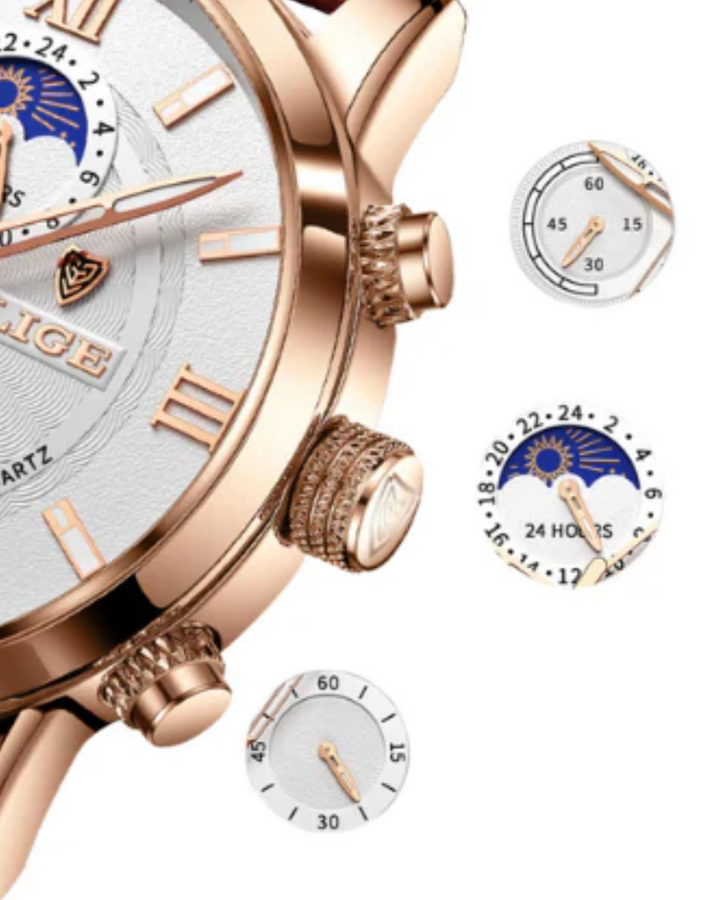 Alden Elegant Chronograph Moonphase Watch – Precision Timepiece