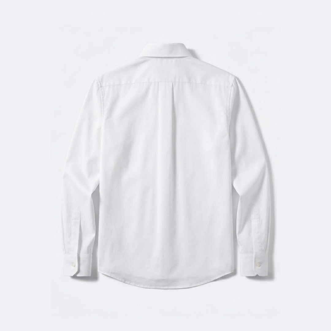 Stretch Cotton Classic Shirt with Semi-Spread Collar