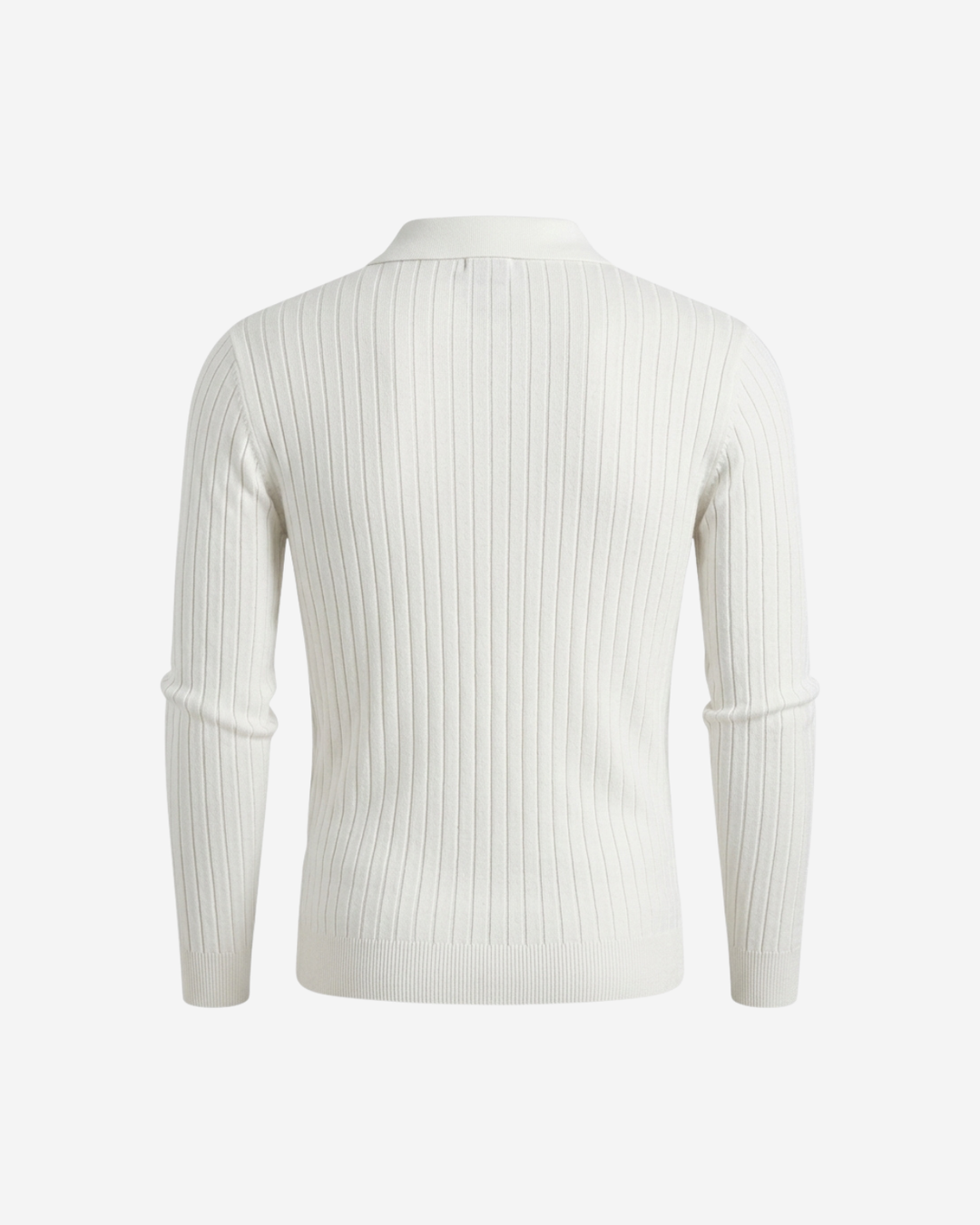 Textured Ribbed Knit Polo Shirt with Open Placket