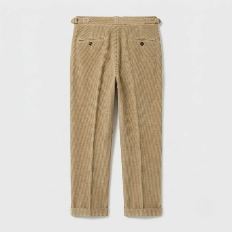 High-Rise Pleated Corduroy Trousers