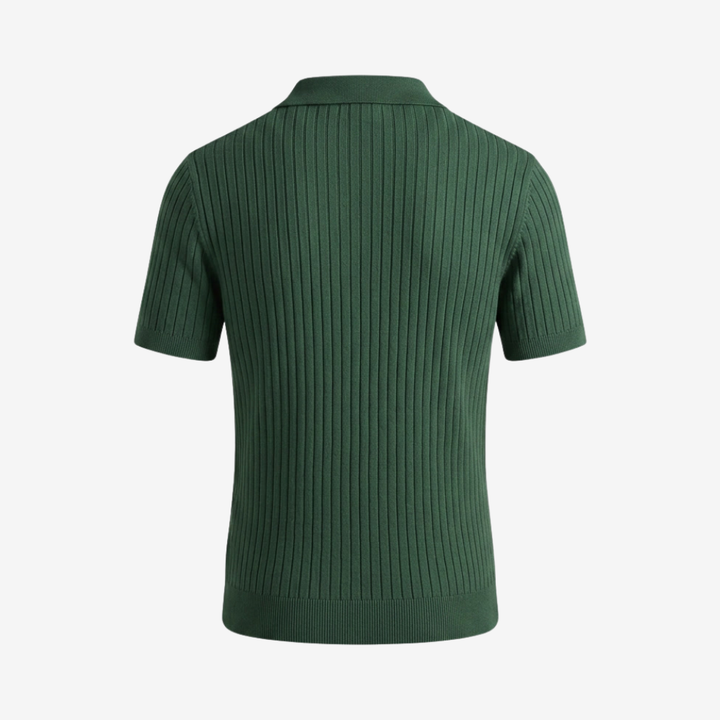 Classic Ribbed Knit Polo Shirt