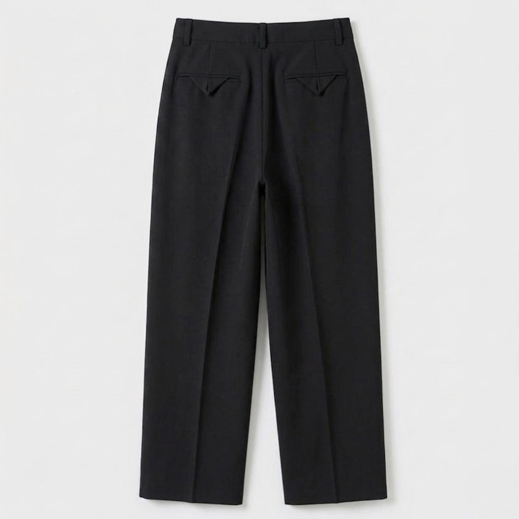 High-Waisted Pleated Straight-Leg Trousers
