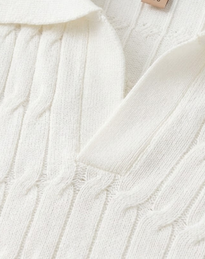 Textured Knit Polo Shirt
