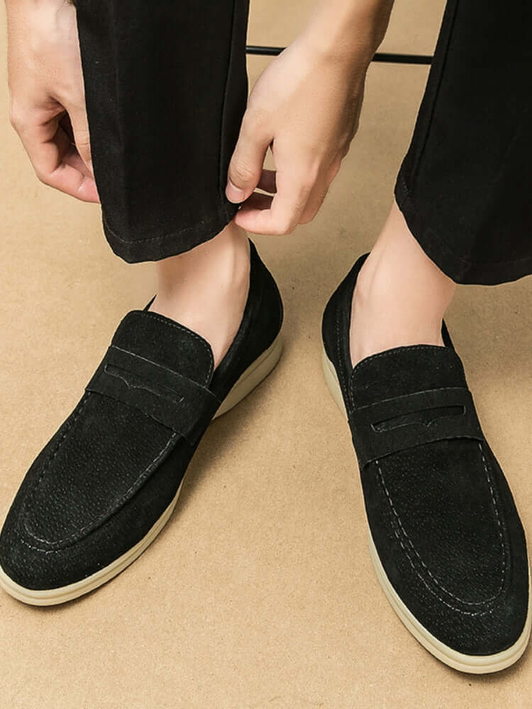 Classic Beige Suede Loafers