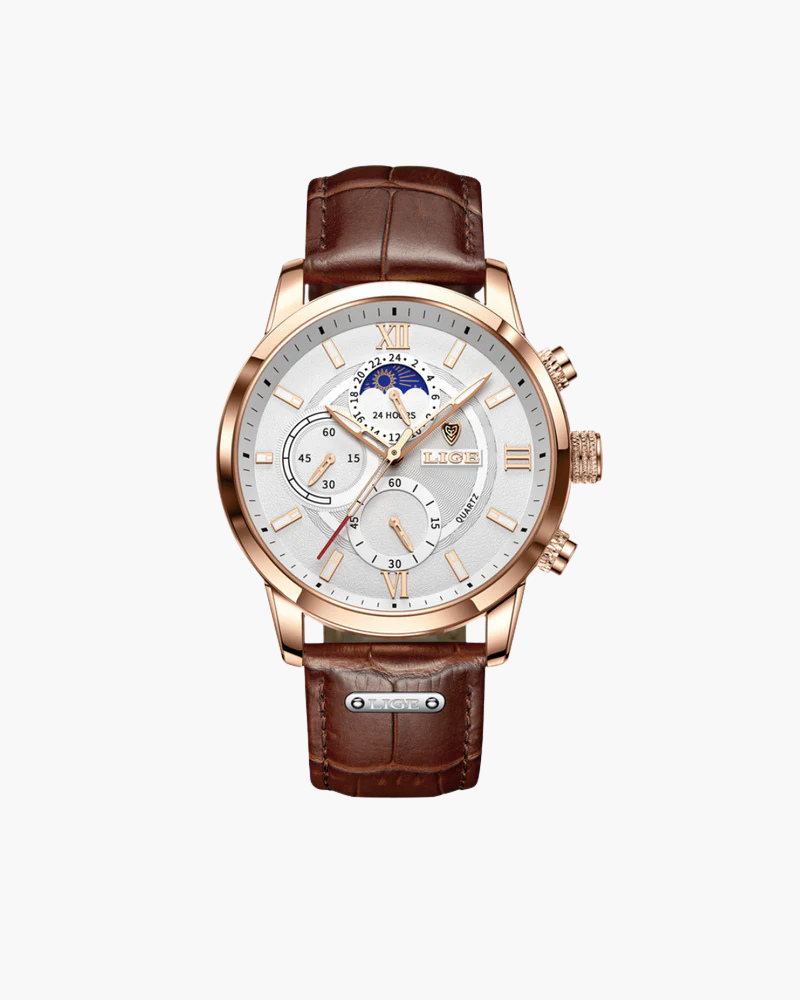 Alden Elegant Chronograph Moonphase Watch – Precision Timepiece