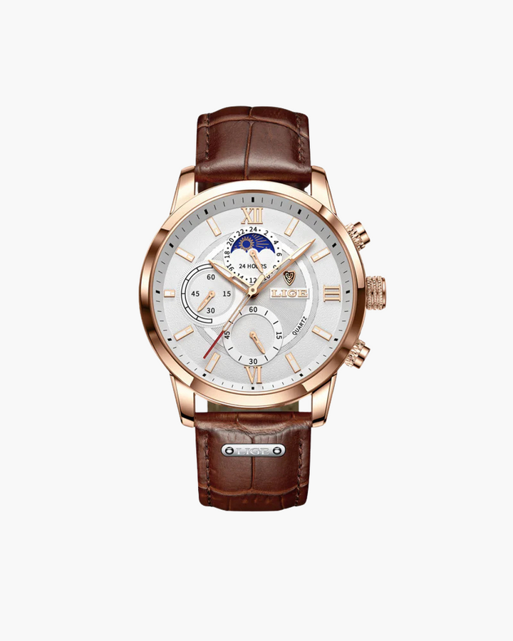 Classic Leather Quartz Watch – 30m Water Resistant