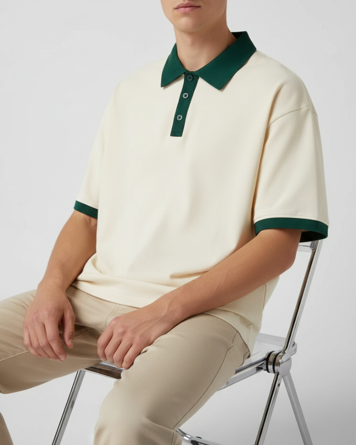 Evan Contrast-Knit Polo Shirt