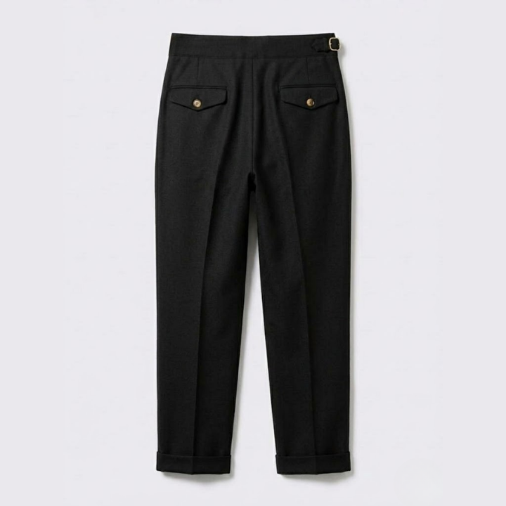 High-Rise Pleated Trousers with Cross-Belt Detail