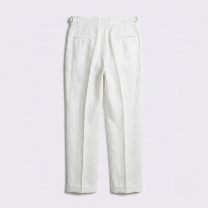 Classic Pleated Linen Trousers