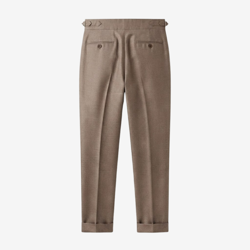 Lightweight Wool Pleated Trousers with Adjustable Waist