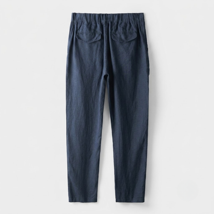 Relaxed Tapered Linen Trousers with Drawstring Waist