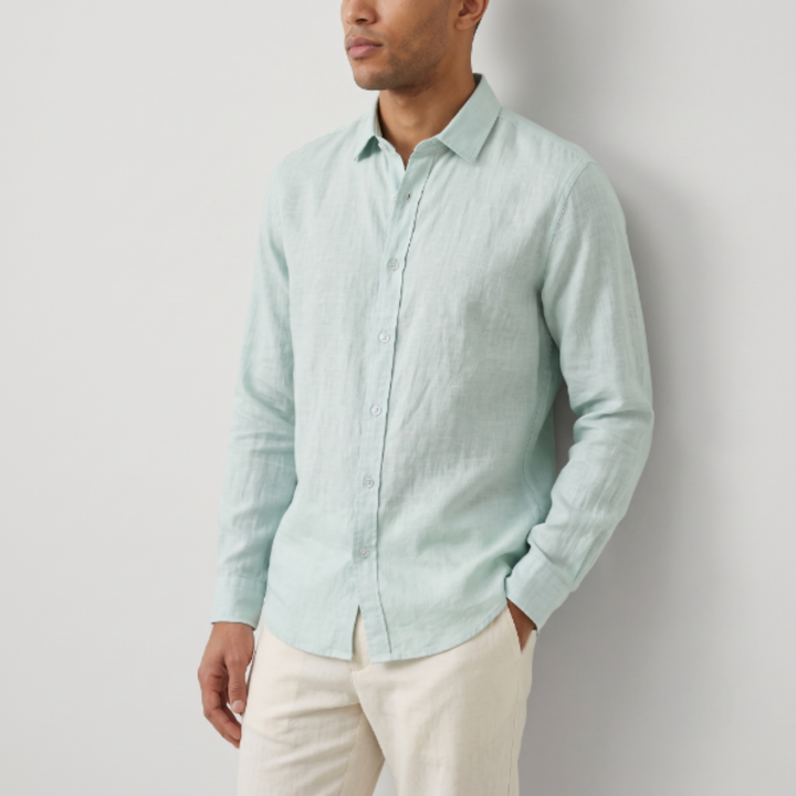 Lightweight Linen Shirt with Spread Collar