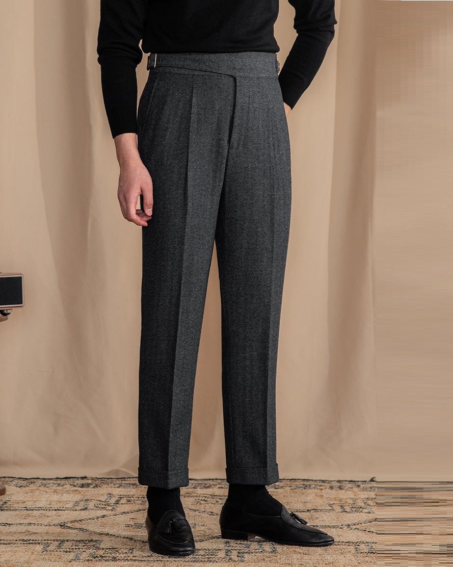 High-Rise Wool Blend Tailored Trousers