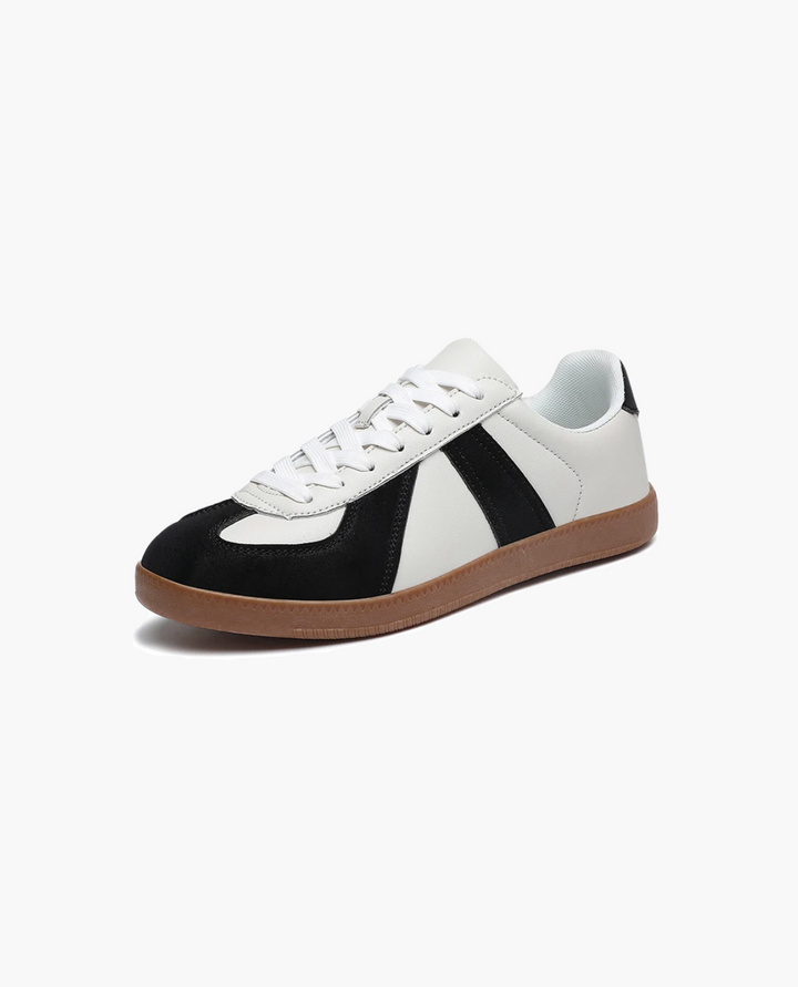 GATS Premium Leather and Suede Sneakers Black and White – Retro Black Sole Casual Shoes