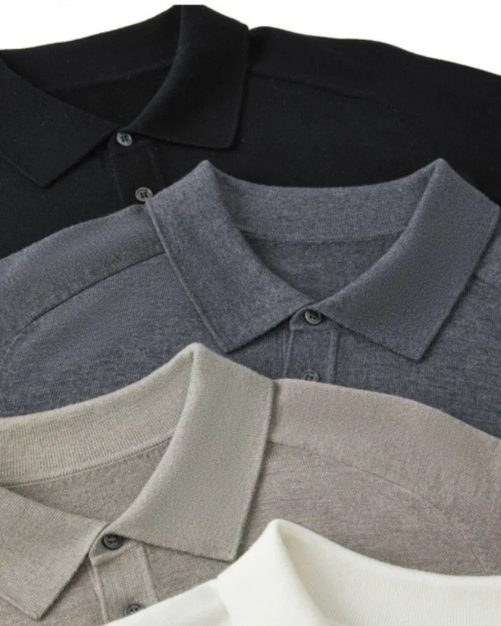 100% Wool Long Sleeve Polo Shirt