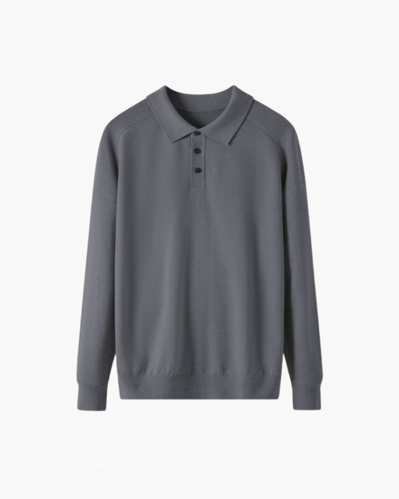 100% Wool Long Sleeve Polo Shirt