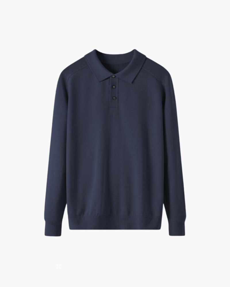 100% Wool Long Sleeve Polo Shirt