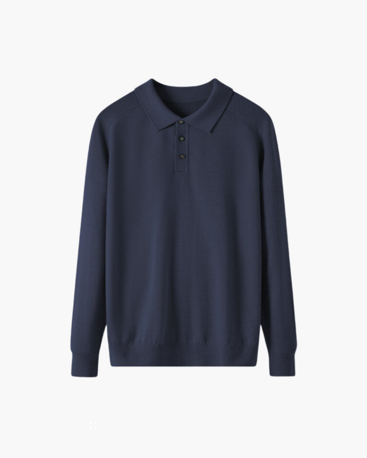 100% Wool Long Sleeve Polo Shirt