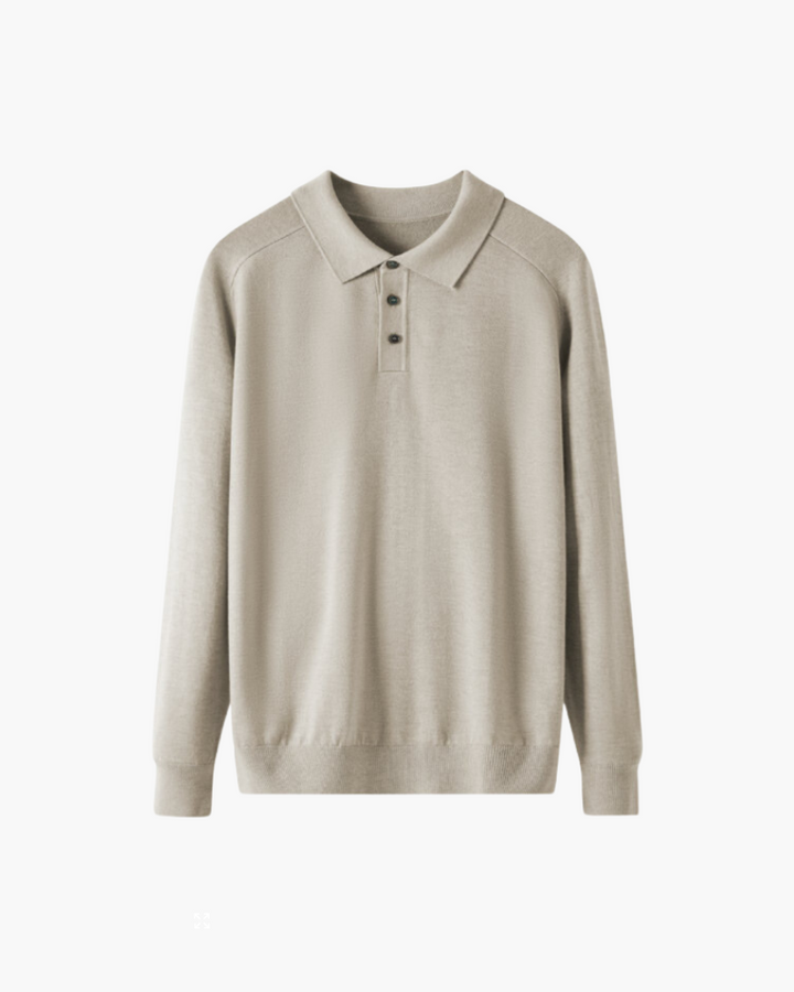 100% Wool Long Sleeve Polo Shirt