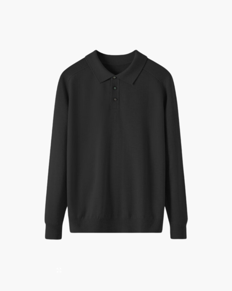 100% Wool Long Sleeve Polo Shirt