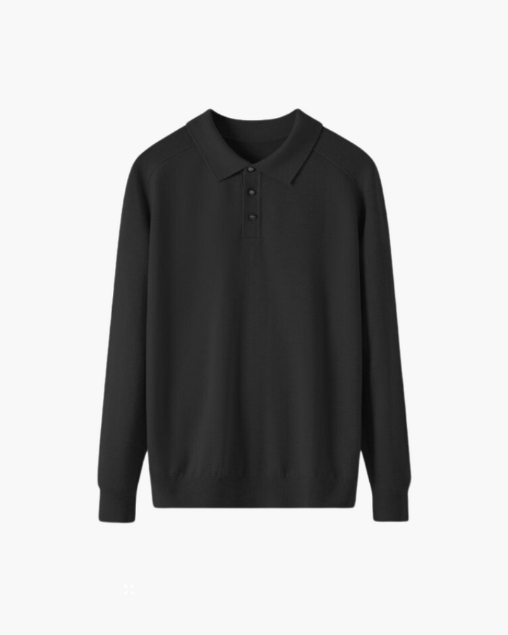 100% Wool Long Sleeve Polo Shirt