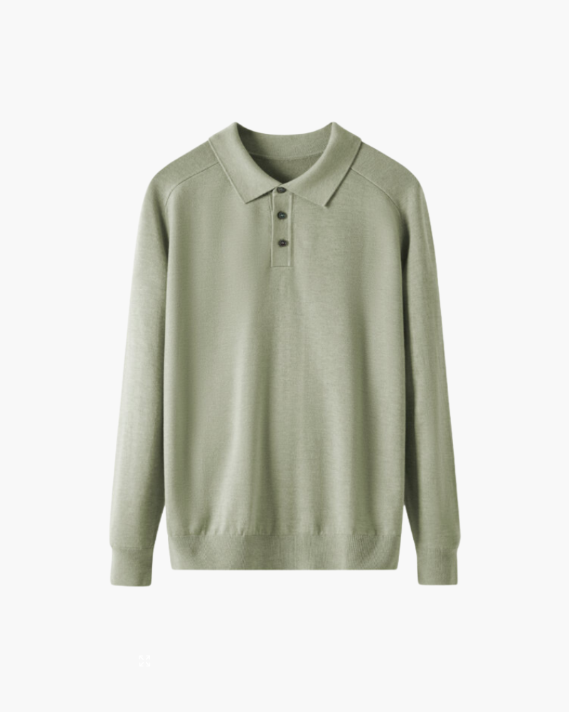 100% Wool Long Sleeve Polo Shirt