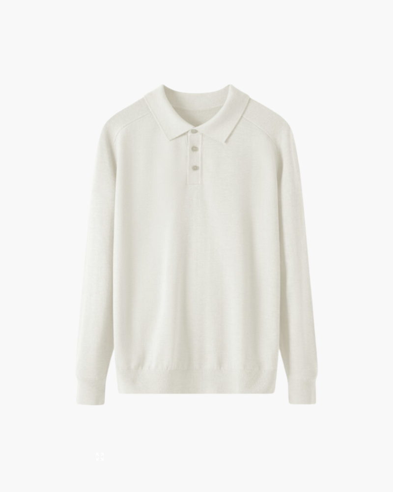 100% Wool Long Sleeve Polo Shirt
