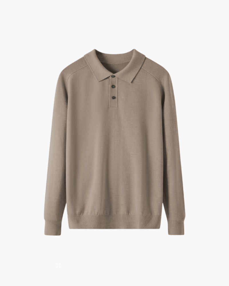 100% Wool Long Sleeve Polo Shirt