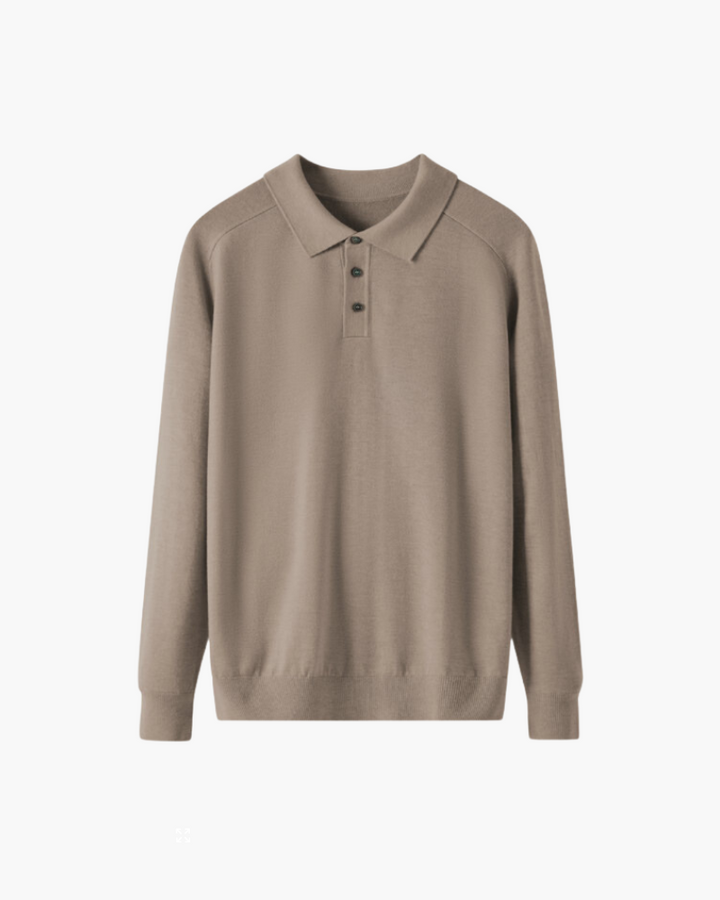 100% Wool Long Sleeve Polo Shirt