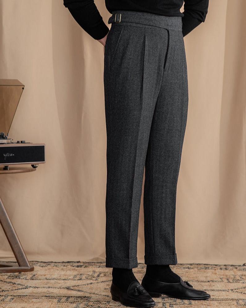 High-Rise Wool Blend Tailored Trousers