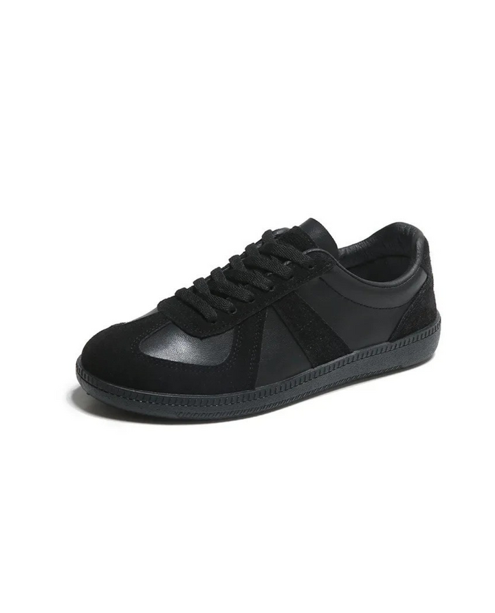 GATS Premium Leather and Suede Sneakers Black – Retro Black Sole Casual Shoes