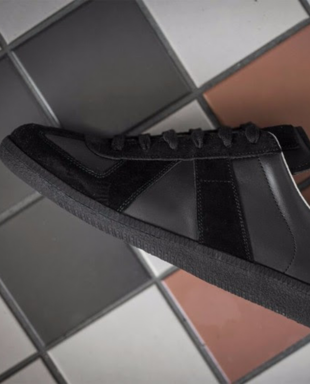GATS Premium Leather and Suede Sneakers Black – Retro Black Sole Casual Shoes